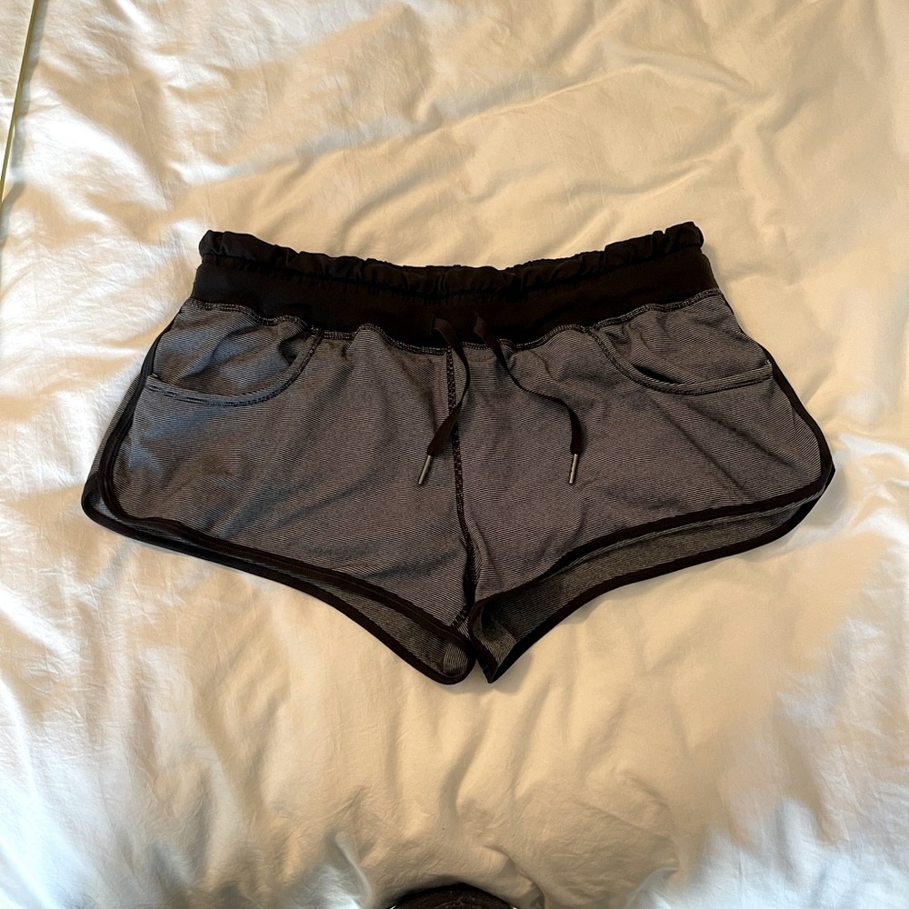 Lululemon shorts size 8 (fit like 6) black with black and white pinstripes